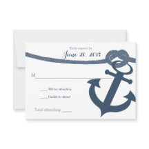 航海のいかりとロープ結婚レスポンスカード