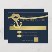 航海のいかりとロープ金ゴールドと青 出欠カード (正面/裏面)