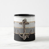 航海のいかりとロープ(黒いグラデーション) マグカップ (中央)