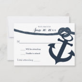 航海のいかりとロ結婚ープの反応の暗い 出欠カード (正面)