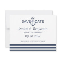 航海のいかりと日付ストライプのポストカードの保存