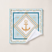 航海のいかりと波 バスタオルセット (ウォッシュタオル)