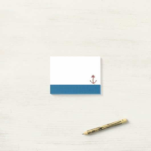航海のいかりと青パターン(の模様が)ある縁ど ポストイット (デスク上)
