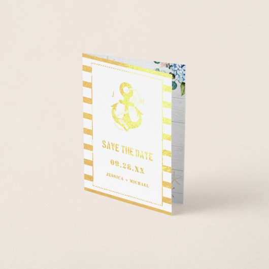 航海のいかりのユニークフローラ写真の保存日付 箔カード (正面)