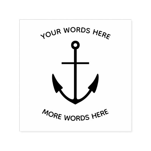 航海のいかりアイコンと曲線のカスタム文字 セルフインキングスタンプ (デザイン)