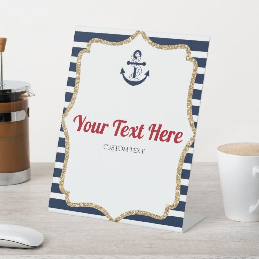 航海のいかりアホイカスタム文字テーブルパーティー標識 台座サイン (インサイチュ)