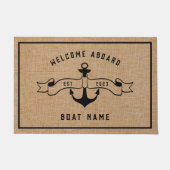 航海のいかりウェルカムアボードバーラップとブラック ドアマット (正面)