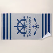 航海のいかりオアーズヘルムグレーネイビー ビーチタオル (正面)