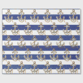 航海のいかりオンウォーター色ストライプ ラッピングペーパー (フラット)