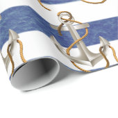 航海のいかりオンウォーター色ストライプ ラッピングペーパー (ロールコーナー)