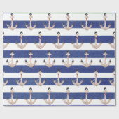 航海のいかりオンウォーター色ストライプ ラッピングペーパー (フラット)