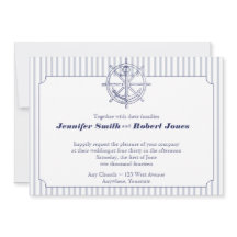 航海のいかりオングレイストライプ結婚式招待状