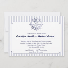 航海のいかりオングレイストライプ結婚式招待状 招待状