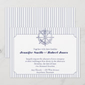 航海のいかりオングレイストライプ結婚式招待状 招待状 (正面/裏面)