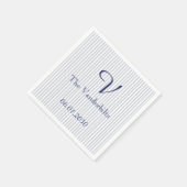 航海のいかりオングレストライプイ結婚ズ スタンダードカクテルナプキン (角)