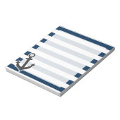 航海のいかりオンダークミッドナイトブルーストライプズ ノートパッド (回転)