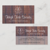 航海のいかりオン木素朴材ヴィンテージスタイルビーチ 名刺 (正面/裏面)