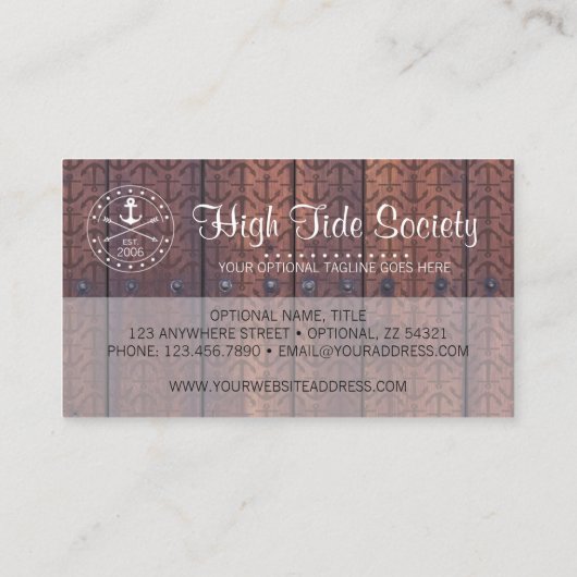 航海のいかりオン木素朴材ヴィンテージスタイルビーチ 名刺 (裏面)