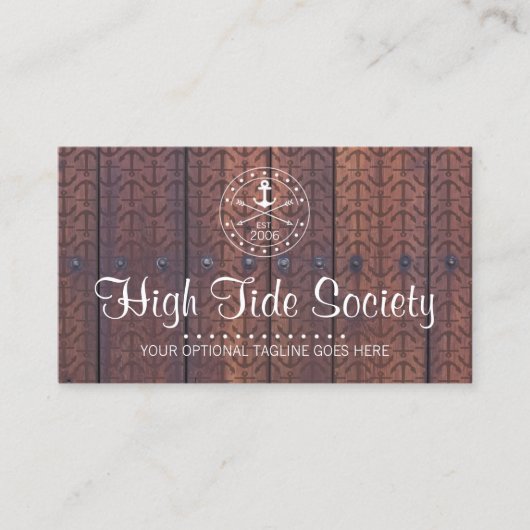 航海のいかりオン木素朴材ヴィンテージスタイルビーチ 名刺 (正面)