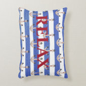 航海のいかりオン青い水色ストライプ アクセントクッション (正面(垂直))