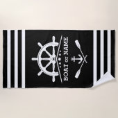 航海のいかりオーアーズヘルムザグメイズブラック&ホワイト ビーチタオル (正面)