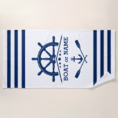 航海のいかりオーアーズヘルムホワイトネイビー ビーチタオル (正面)