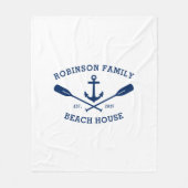 航海のいかりオーズファミリーネームとビーチハウス フリースブランケット (正面)