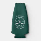 航海のいかりオール船長あなたのボート名グリーン ボトルクーラー (正面)