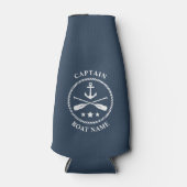 航海のいかりオール船長あなたの船名ブルー ボトルクーラー (正面)