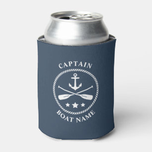 航海のいかりオール船長あなたの船名ブルー 缶クーラー