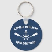 航海のいかりオール船長とボート名ブルー キーホルダー (裏面)