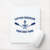 航海のいかりオール船長とボート名ブルー マウスパッド (マウス)