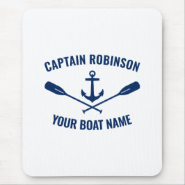 航海のいかりオール船長とボート名ブルー マウスパッド