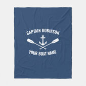 航海のいかりオール船長またはボート名 フリースブランケット (正面)