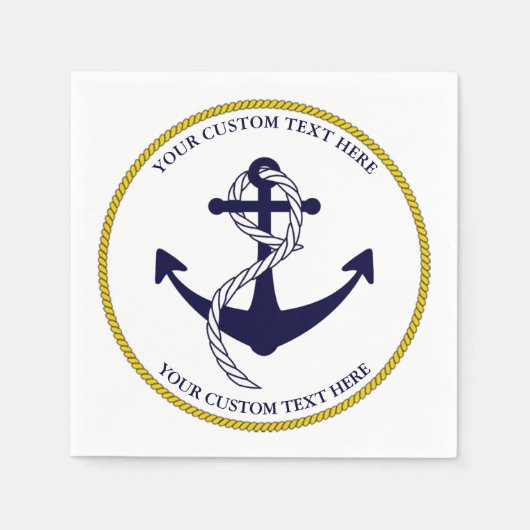航海のいかりカスタムパーティー紙ナプキンス スタンダードカクテルナプキン (正面)