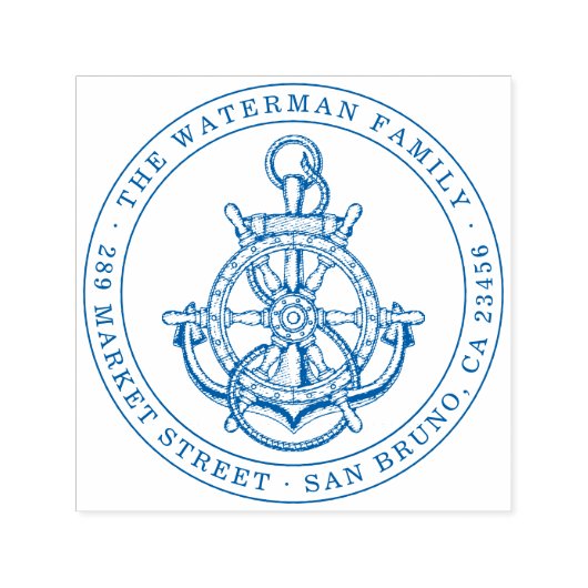 航海のいかりカスタムファミリ名と差出人住所 セルフインキングスタンプ (デザイン)