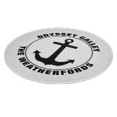 航海のいかりカスタムボートと姓 カッティングボード (角)