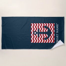 航海のいかりカスタムボート名赤白青Be ビーチタオル