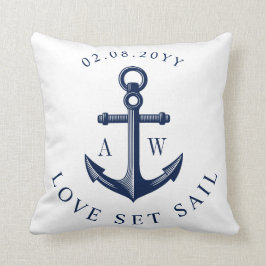 航海のいかりカスタムモノグラムホワイト クッション
