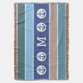 航海のいかりカスタムモノグラム投げ毛布 スローブランケット (正面縦)