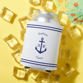 航海のいかりカスタム（白と青） 缶クーラー