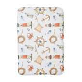 航海のいかりカニ海水色キッズ バスマット (正面縦)