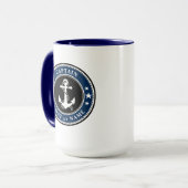 航海のいかりキャプテンボートまたは名前ラージ両面 マグカップ (正面左)