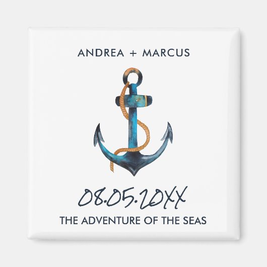 航海のいかりクルーズ船結婚式の引き出物磁石 マグネット (正面)