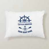 航海のいかりクロス櫓と船ホイールホワイト アクセントクッション (正面)
