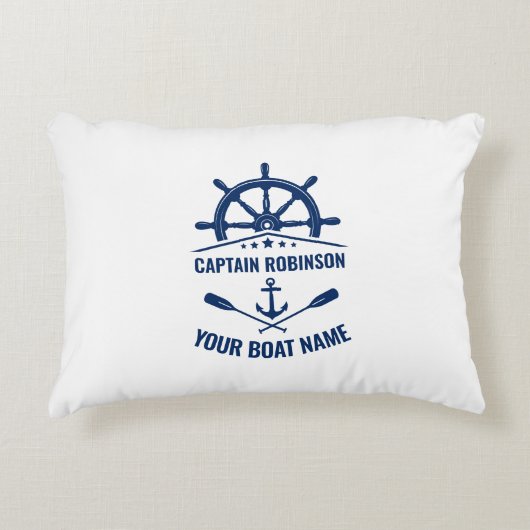 航海のいかりクロス櫓と船ホイールホワイト アクセントクッション (正面)