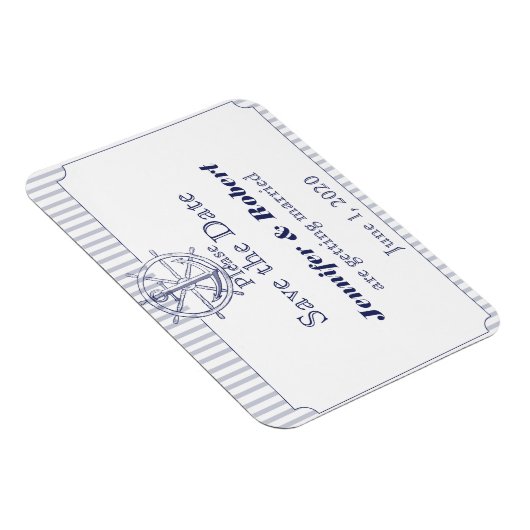 航海のいかりグストライプレイの結婚式日付を保存 マグネット (右側)