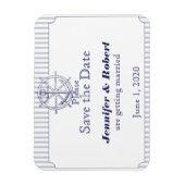 航海のいかりグストライプレイの結婚式日付を保存 マグネット (縦)