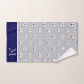 航海のいかりグレーブルーネイビーバスルームバスタオル バスタオルセット (ハンドタオル)