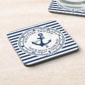 航海のいかりコンストライプのパスボート名 コースター (左側)